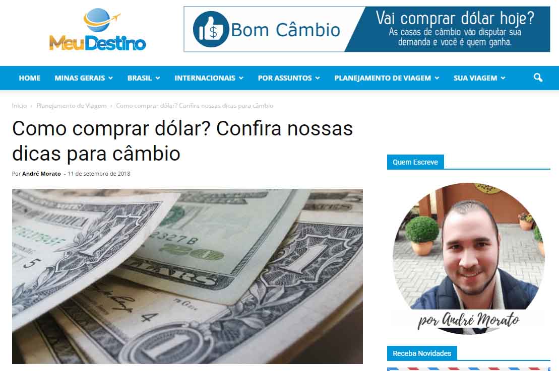 Na mídia - A Plataforma BomCâmbio dando dicas, como especialista, sobre cotação do dólar ao portal Meu Destino. Confira matéria na íntegra